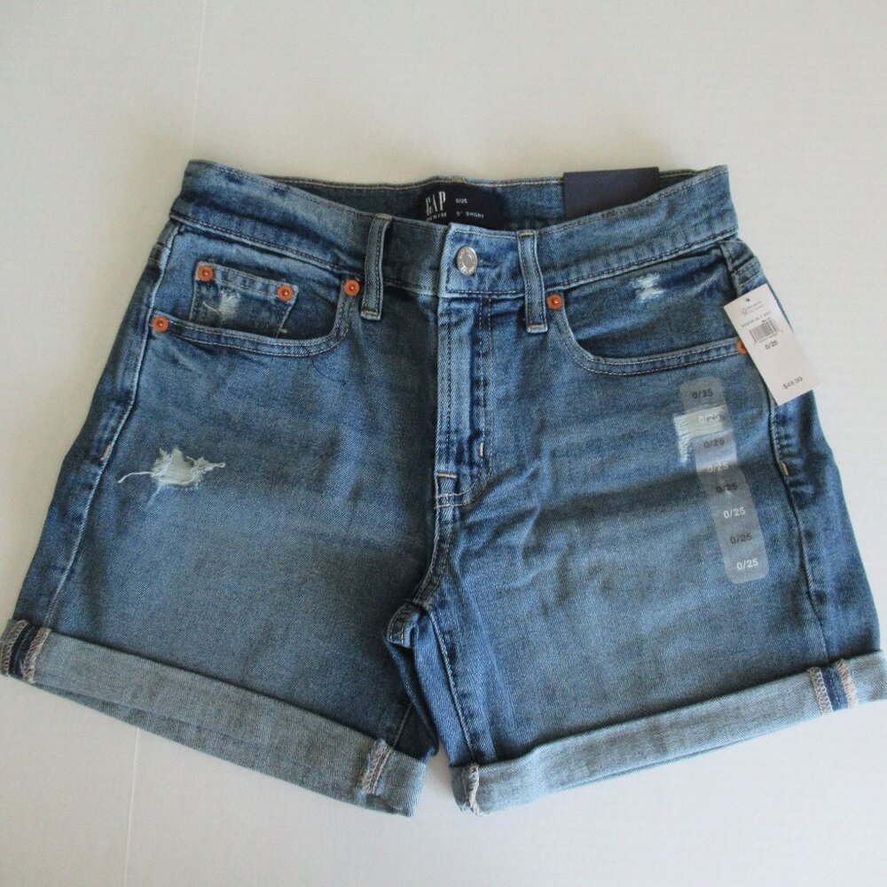 Gap Women's 5 Inch MId Rise Stretch Denim Shorts Sz 0/25 NWT 50